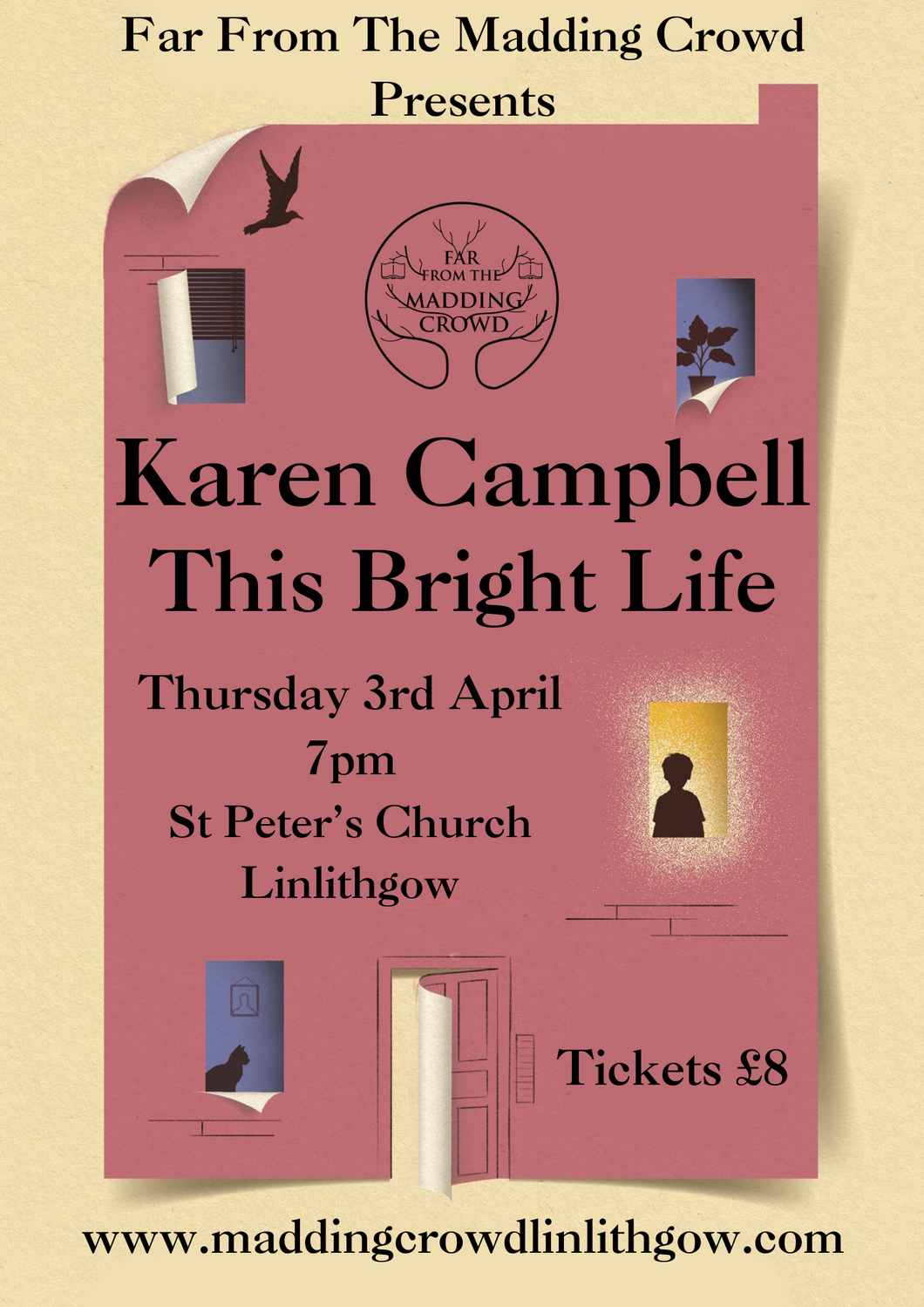 IN CONVERSATION WITH KAREN CAMPBELL, THIS BRIGHT LIFE, Thursday 3rd April, 7pm